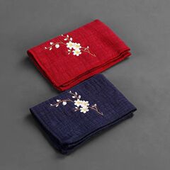 Wholesale Manufacturer Chinese Style Zen Tea Towels Cotton Linen Absorbent Thick Dish Towels Embroidered Tea Towels Tea Cup Mats Accessories