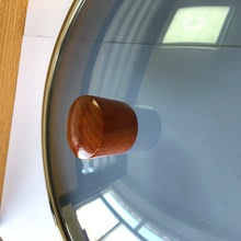 XL-琥珀色櫸木圓蓋珠 玻璃蓋頂鍍鉻金屬件鍋蓋鈕頂珠鍋蓋帽