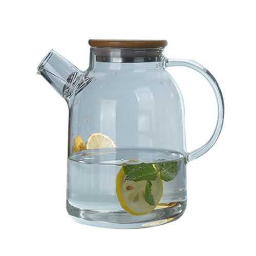 Cold kettle glass high temperature resistant household new Chinese style tea kettle large capacity bamboo cover flower tea kettle high appearance cold kettle