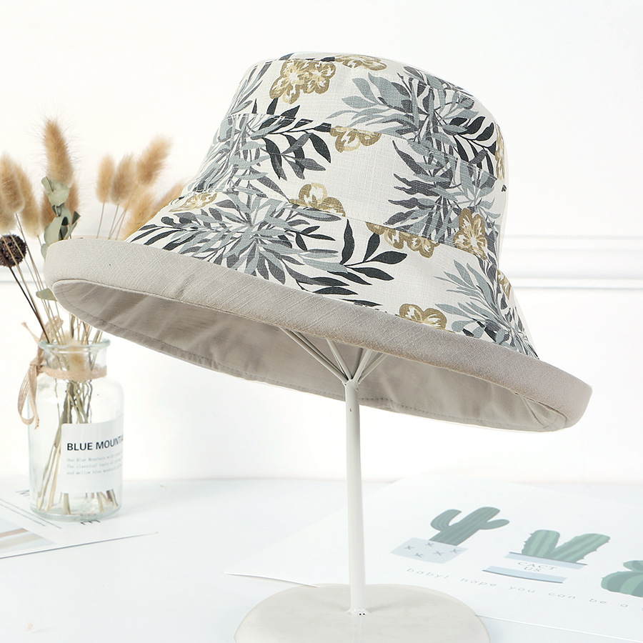 Printing Design Women's Basic Solid Color Printing Big Eaves Bucket Hat