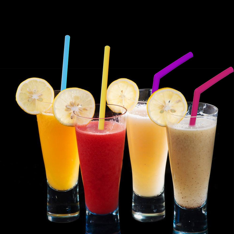 跨境硅胶吸管6根加2把清洁刷 吸管直管通用硅胶吸管