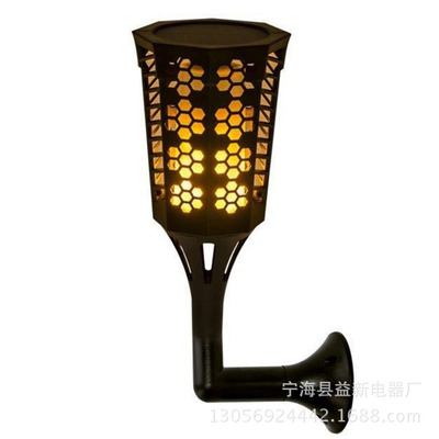 现货太阳能庭院火把火焰火炬壁灯闪烁96led路灯草坪灯户外景观灯