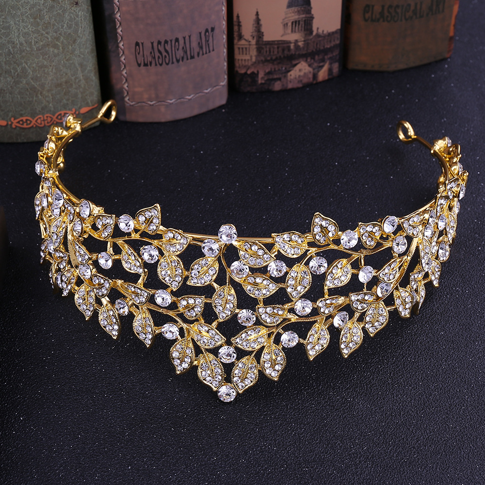Wedding, Birthday Occasion Alloy Material Simple Style Leaf Alloy Inlay Rhinestones Crown 1 Piece