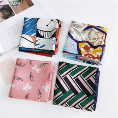 New 50 Small Silk Scarf Square Scarf for Women Spring Summer Korean Professional Versatile Decorative Print Necktie Scarf Wholesale