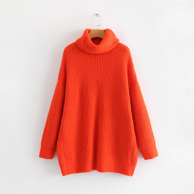 Turtleneck Loose Solid Color Sweater NSAM29902