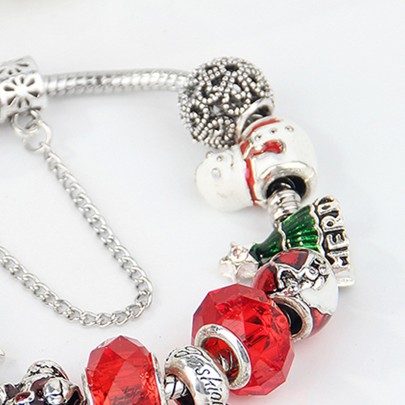 Braccialetti di perline natalizie, confezione regalo creativa per donna, bracciale con fiocco di neve, gioielli coordinati per le mani_voghion.com
