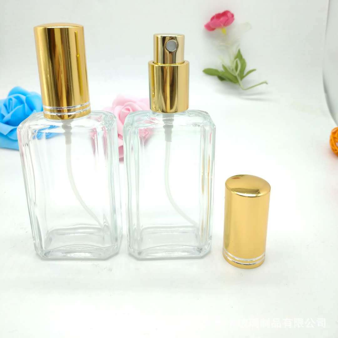 厂家直销50ml方形瓶精华液玻璃瓶香水瓶乳液分装瓶方瓶50ml滴管瓶