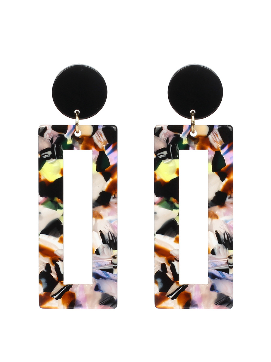 Korean Sexy Acrylic Leopard Print Amber Rectangular Hollow Pendant Earrings display picture 2