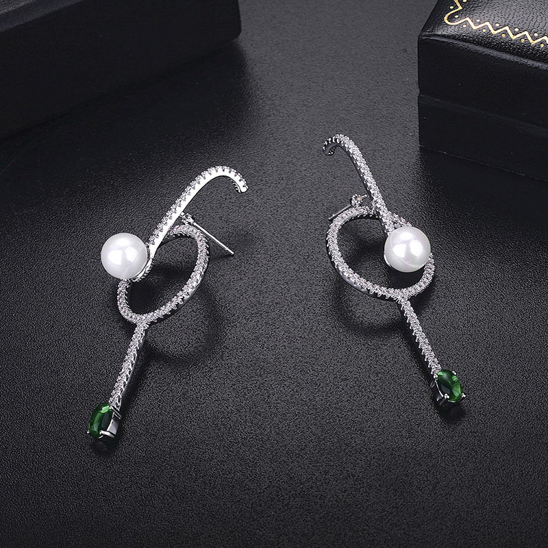 Neue Europäische Und Amerikanische Mode Zirkon Perlen Ohrringe, Personal Isierte Und Vielseitige Lange Ohrringe, Ohrringe 20832302 display picture 5