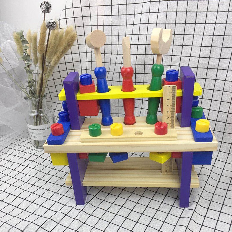 Mesa de herramientas de simulación de Casa de juegos para niños Grupo de desmontaje de manos de bebé montado juguetes de madera 3-6-7-8-9 años