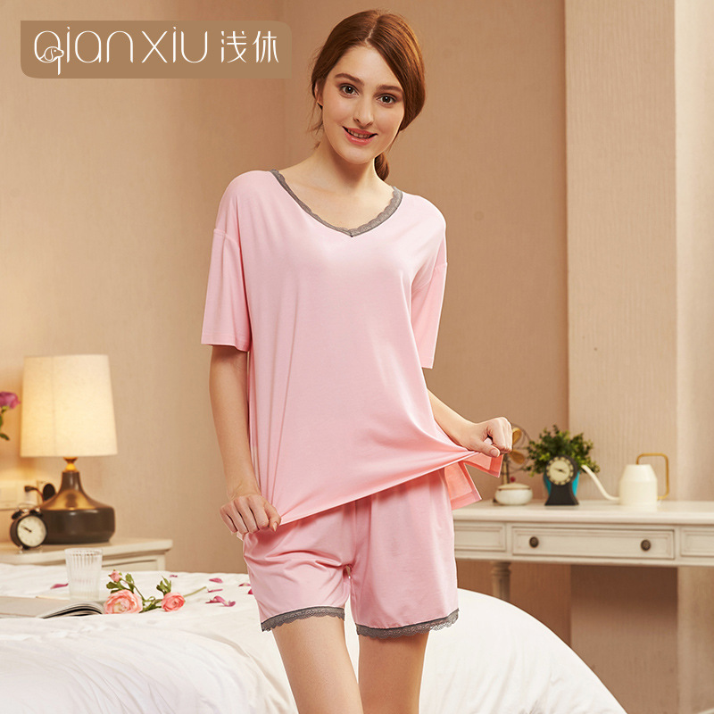 Bamboo fiber Pyjamas lady summer New products lady summer Lace Home Furnishings direct deal