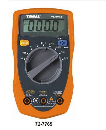 TENMA便携式数字万用表1999计数平均值手动量程便携万用表72-7765
