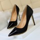 1023-2 European and American fashion simple high heel shallow silk satin stitching pointed sexy nightclub slim high heel single shoes