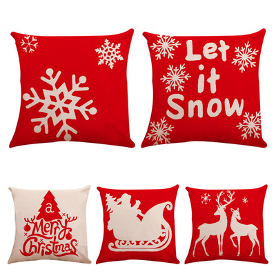 18'' Cushion Cover Pillow Case linen pillow cover christmas snowflake elk series pillow cover