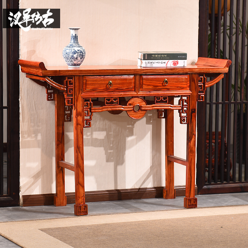 厂家直销客厅家具条案 南榆木多款神台 全实木供桌 玄关台批发|ms