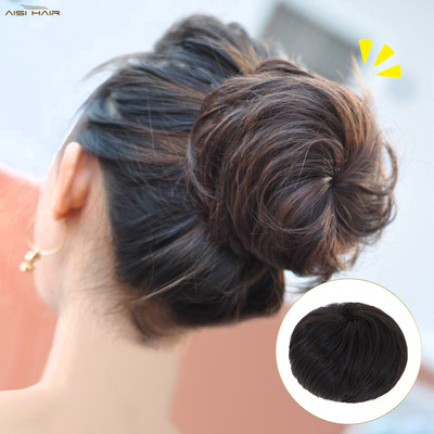 丸子头假发苞真发 蓬松自然 头花盘发卷发包 假发发圈发包