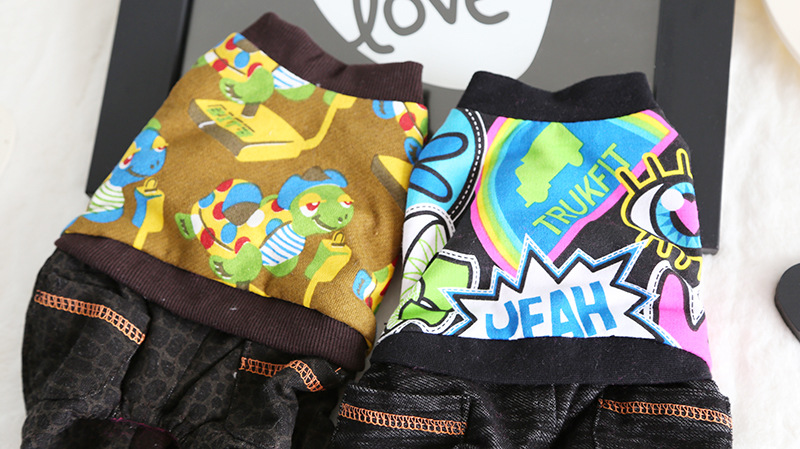 印花牛仔四脚衣