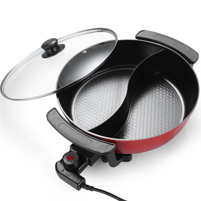 礼品批发鸳鸯电火锅 家用韩式电热锅 6L大容量不粘锅32cm电炒锅