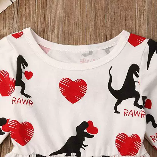 Children's dress, megaphone, long-sleeve for St. Valentine's Day, girl's skirt, new collection, A-line, Amazon