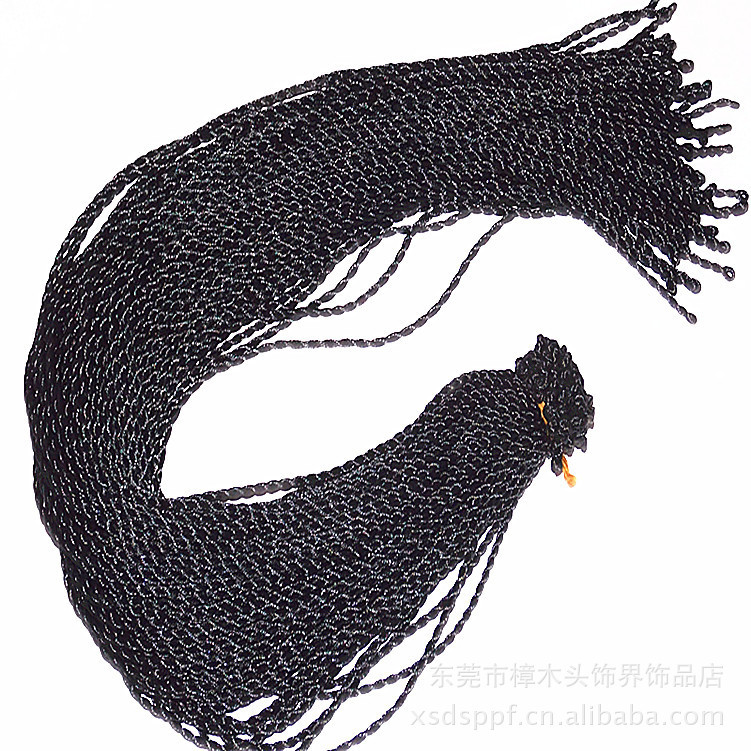 长50CM 粗约2.5MM黑色项绳 三生缘好运编织黑项链绳 黑色麻花绳