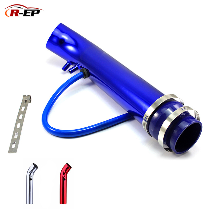 厂家直销汽车改装进气管套件通用进气铝管76mm进气导流弯管红蓝银