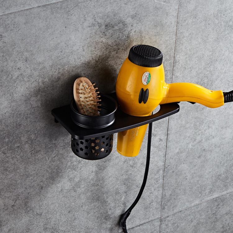 北欧黑色吹风机架壁挂收纳风筒架免打孔卫生间浴室置物架卫浴五金|ms