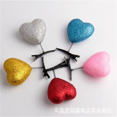 卖萌神器小狗发夹红爱心小鸡发夹风车发夹蝴蝶地推弹簧发饰|ru