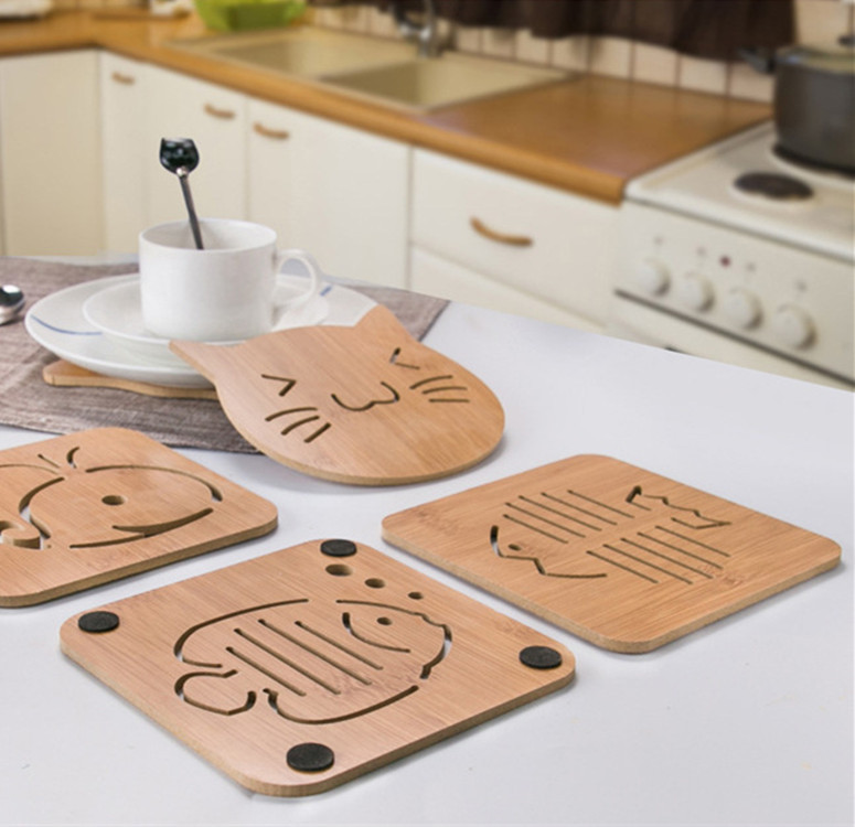 Anti-scald antideslizante Protección del Medio Ambiente de Dibujos Animados Creativo de Imitación de bambú con aislamiento estera de la tabla de regalo Japonés plato olla tazón estera