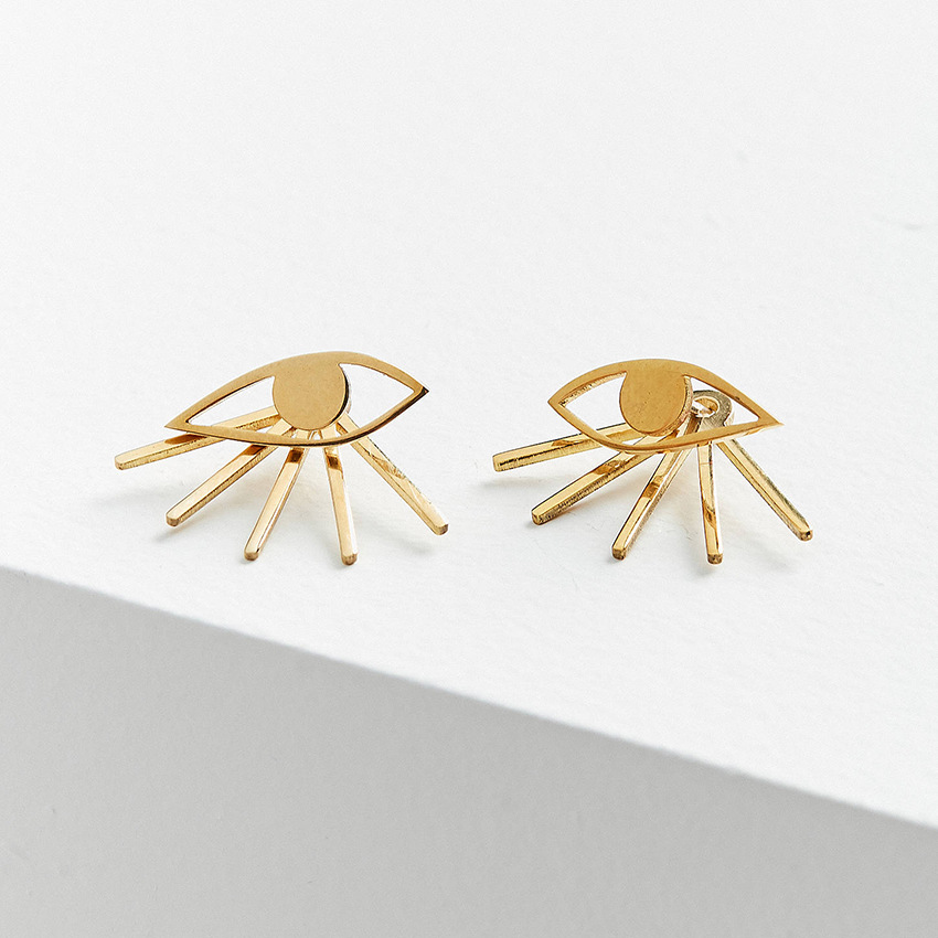 Popular Fashion Earrings Devil's Eye Earrings Front And Rear Earrings Wholesale Nihaojewelry display picture 4