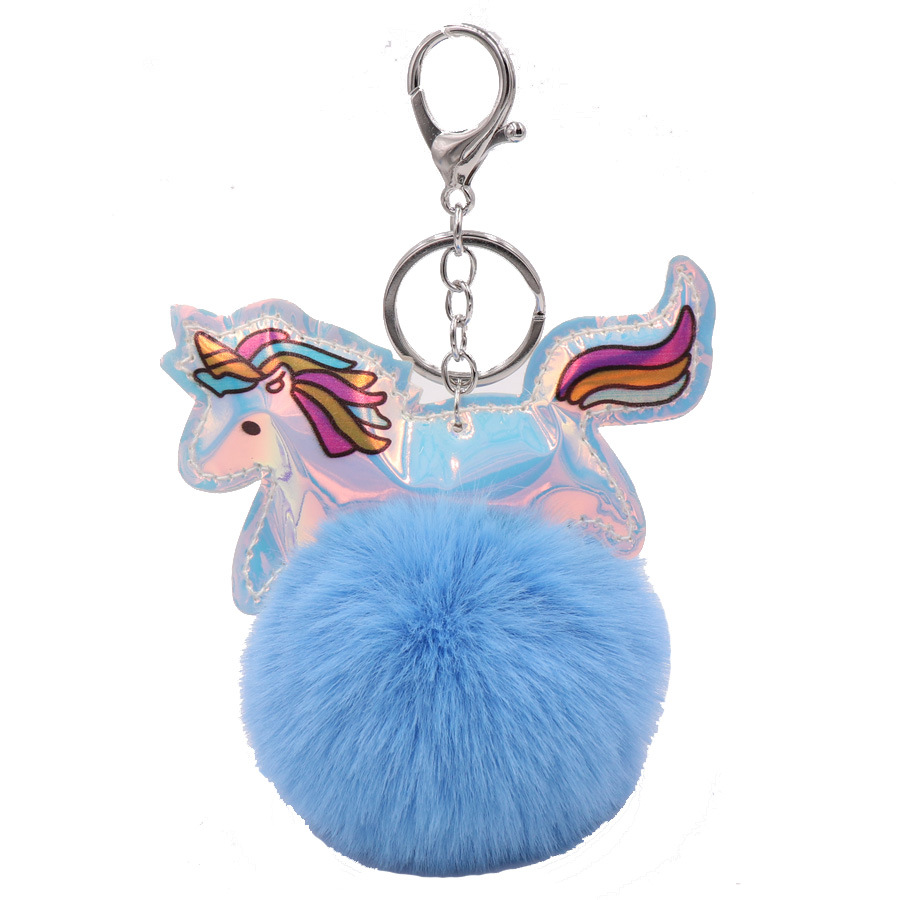 8cm imitación Rex conejo bola colgante láser pu cuero unicornio llavero Pegasus felpa bolsa colgante al por mayor