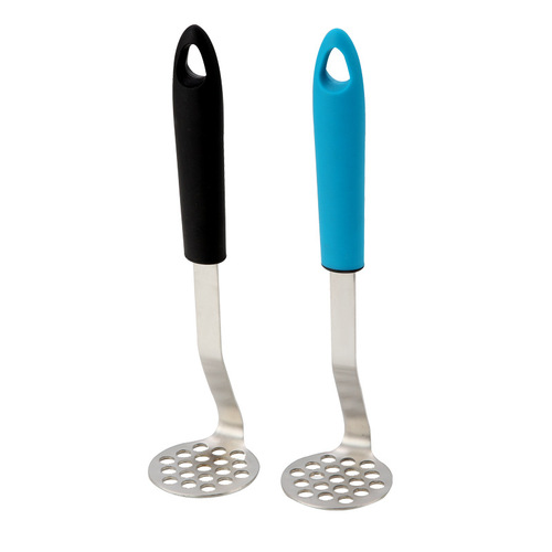 Factory direct sale FDA304 sanded stainless steel potato press silicone handle manual potato press masher