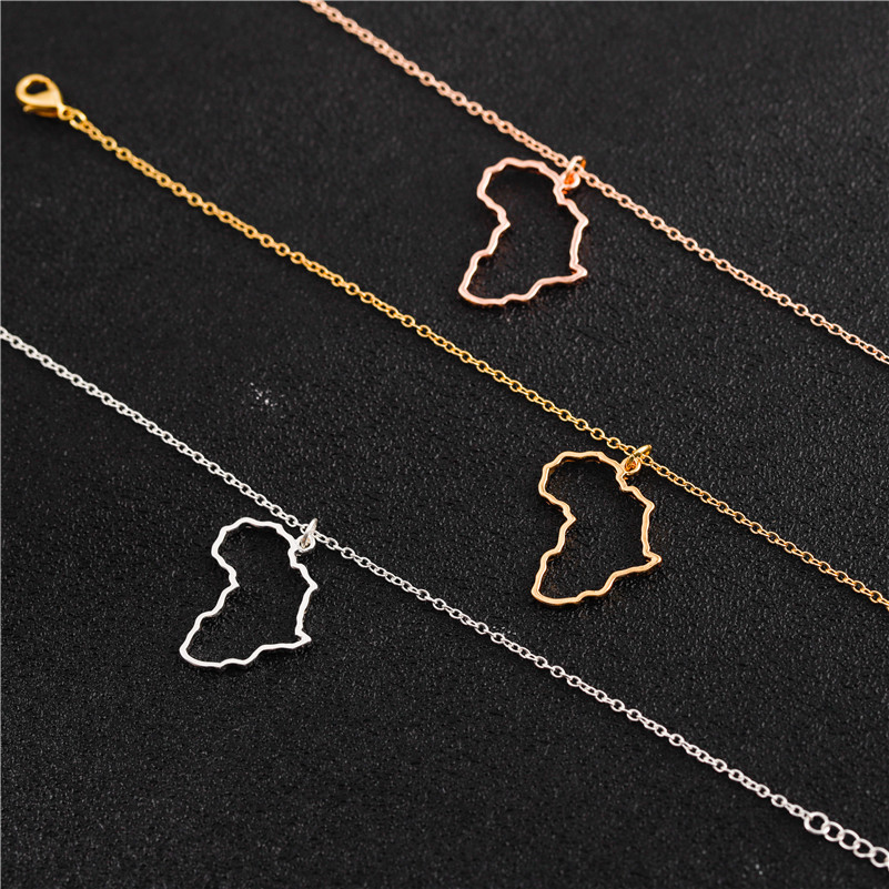 Africa Map Necklace Ireland Israel Syria United States France Hollow World Countries Clavicle Chain
