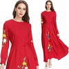 Manufacturers directly supply cross-border European and American new embroidered big pendulum dress， Middle East stitche