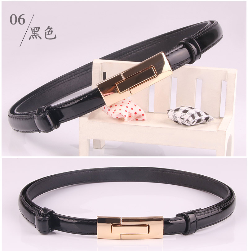 Korean Style Patent Leather Adjustable Pair Buckle Belt display picture 6