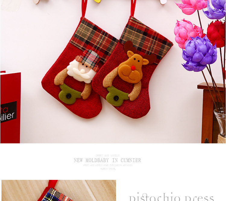 Christmas Decoration Supplies Santa Claus Little Socks Christmas Tree Pendant Christmas Stockings Gift Bag Factory Wholesale display picture 5