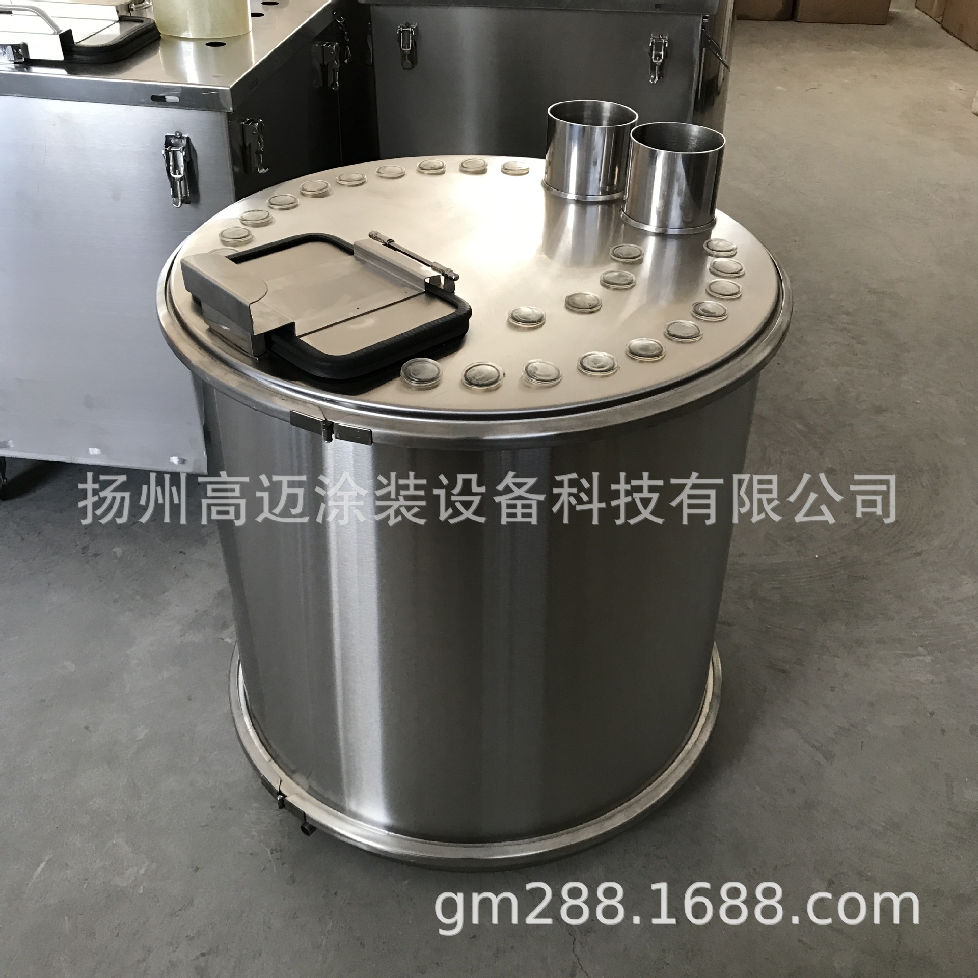 不锈钢粉桶 可分体供粉箱 集中供粉桶 圆形粉末涂料桶 塑粉流化