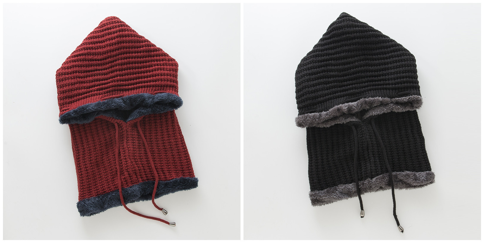 Stickad balaclava för dam och herr, varm randig vintermössa_voghion.com