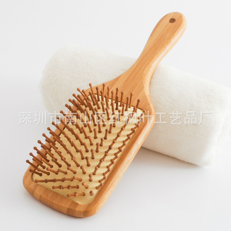 厂家直销 楠竹精美气垫梳气囊梳按摩梳子养发护发梳九排梳可订制|ms