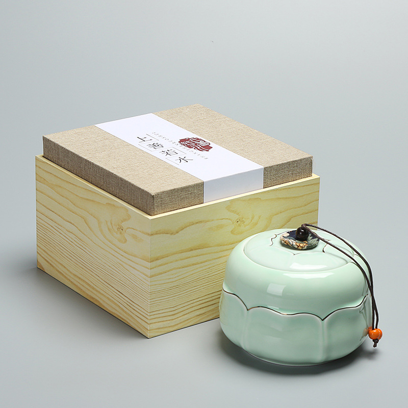 The source of ancient ceramics Tea pot ceramics Gift box packaging Celadon seal up Storage tank ceramics Large Catty Gift box