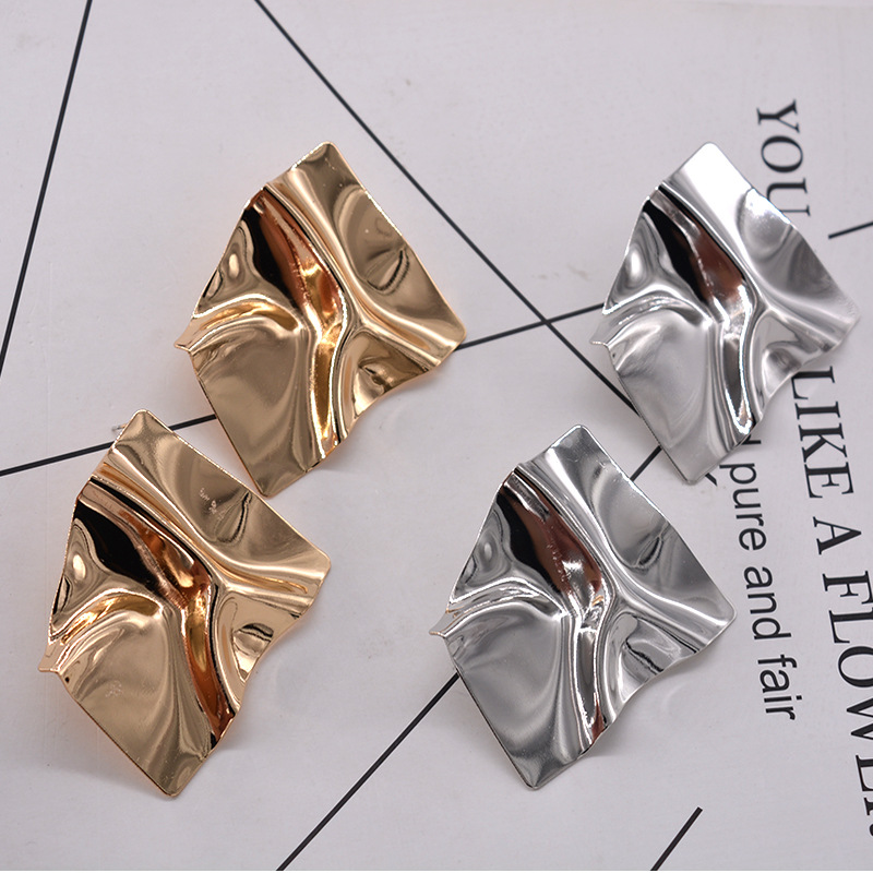 2021 new baroque metal square earrings a...