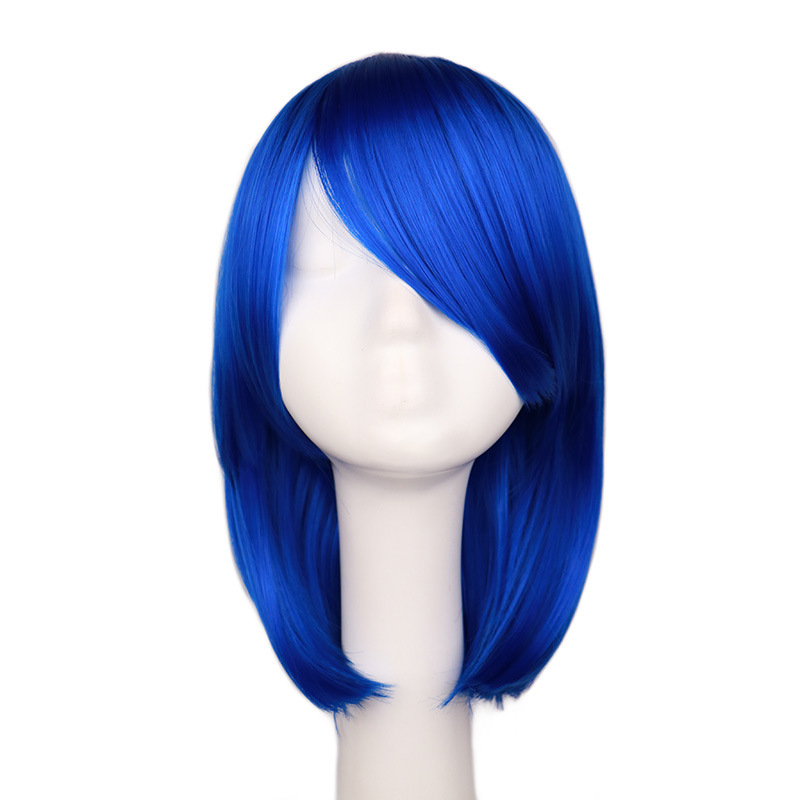 Cosplay Wig/new/anime Cos Wig Water Blue Short Hair Msn Korean Style Face Trimming Long Wave Cross-border display picture 1