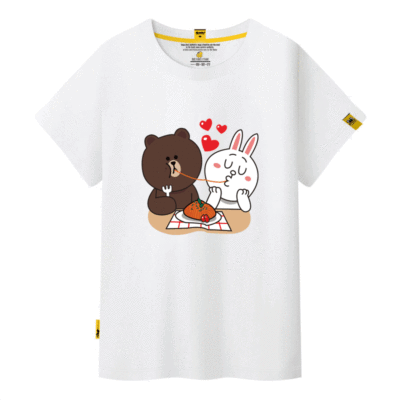 2018 Solid Korean Edition T-shirts personality Cartoon printing lovers student Breathable cotton T-shirts Short sleeved