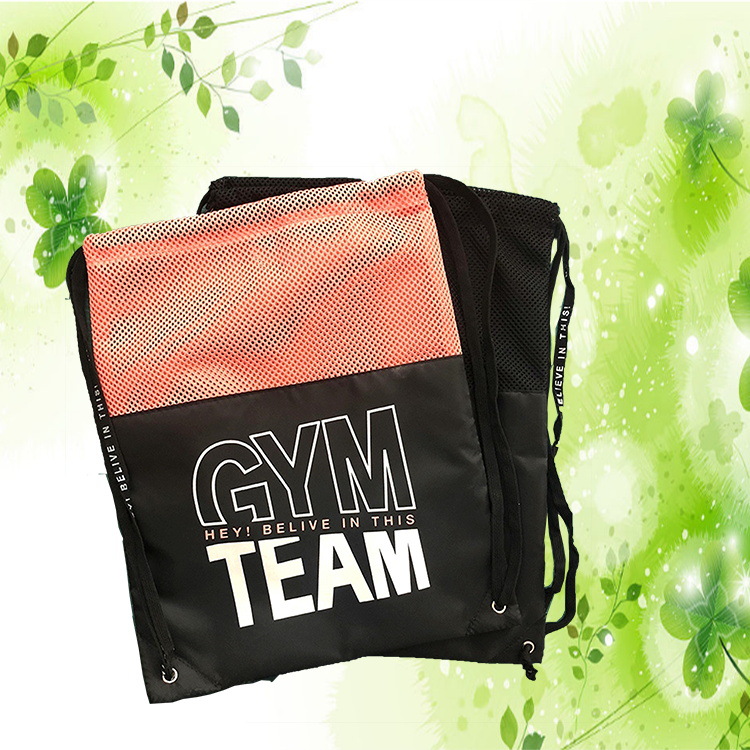 厂家批发定做涤纶布袋抽绳袋三明治海绵网布抽绳便携束口袋