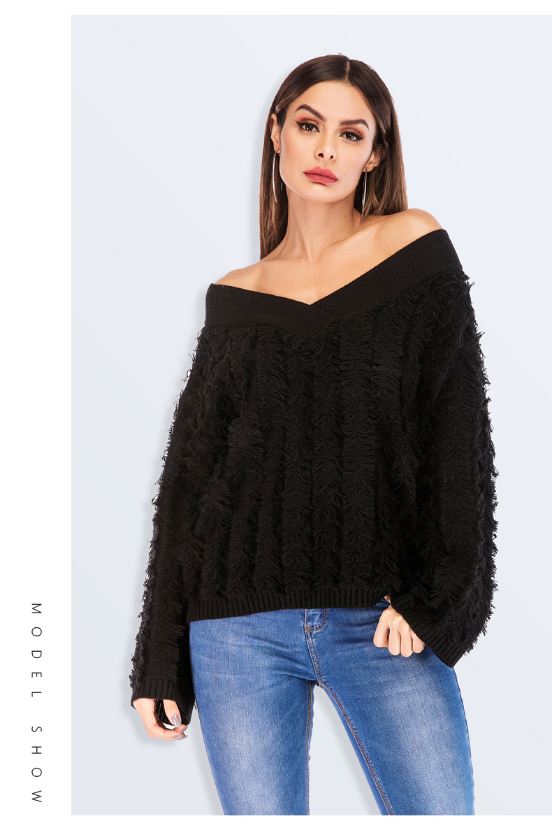  sexy V-neck personality tassel sweater NSYH7459