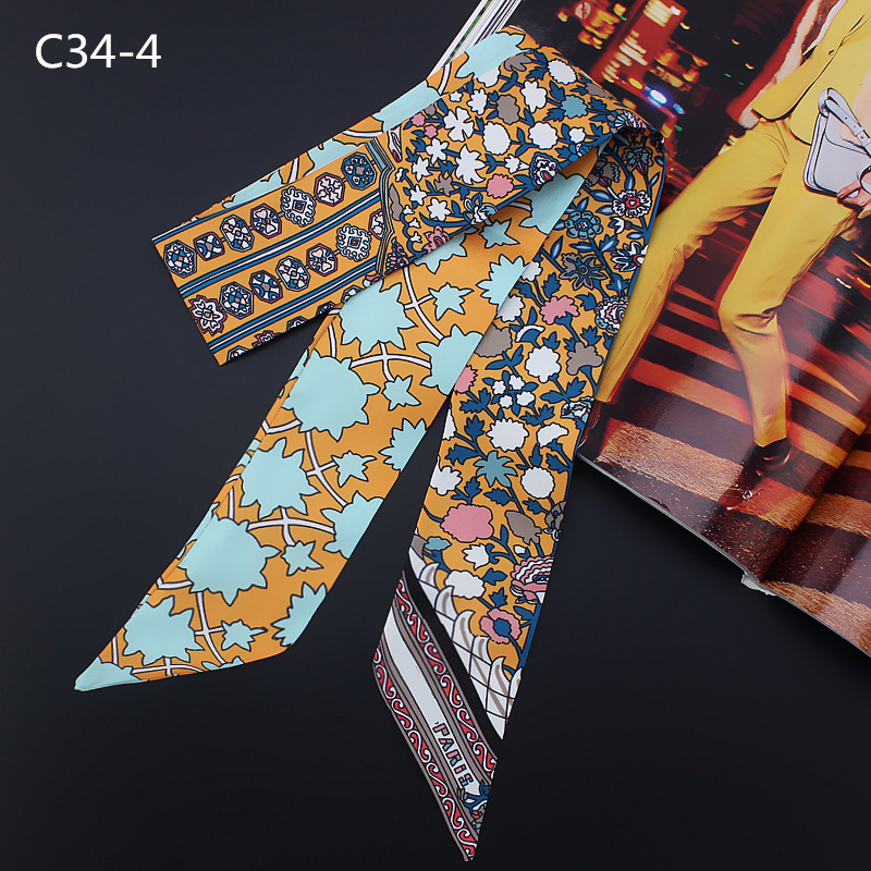 New Ethnic Style Printing Long Silk Scarf Women Tied Bag Handle Ribbon Fashion Headband display picture 4