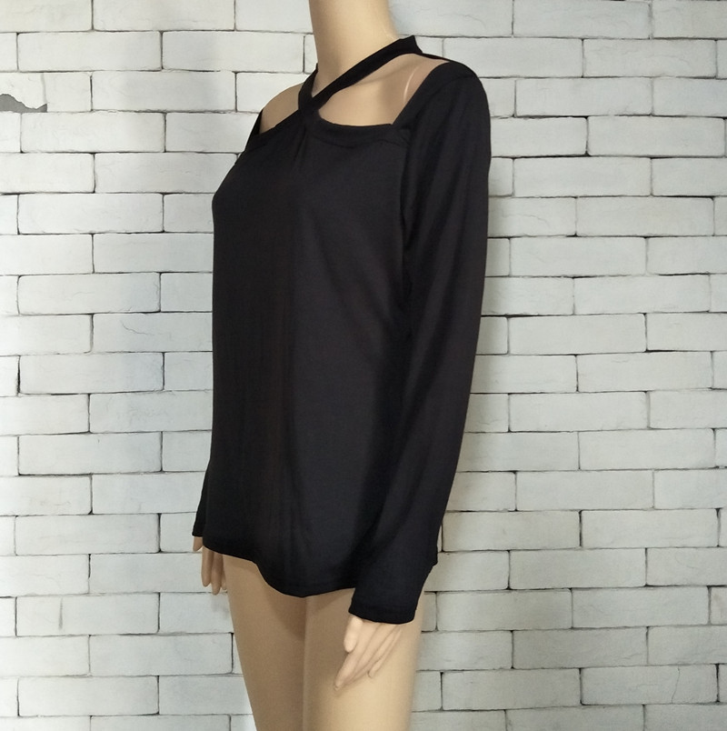 Women's Clothing halter neck long sleeved T shirt women's bottoming shirt hot spring and autumn hot girl slim top_voghion.com