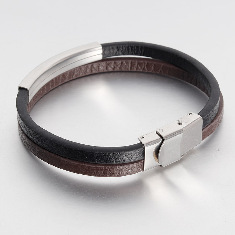 Daily Occasion Retro 316L Stainless Steel Titanium Steel Geometric Customization Laser Engraving Woven Chain Men Cord & Leather Bracelets