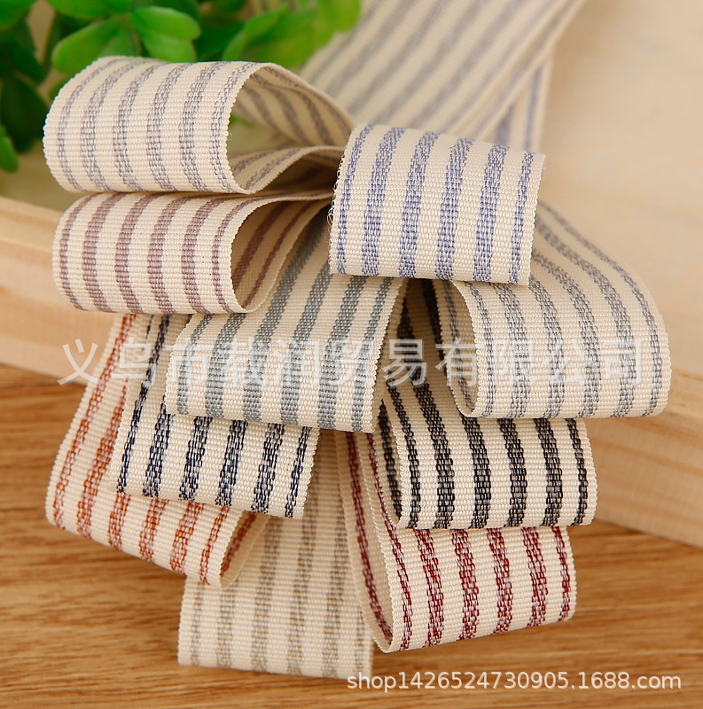 涤纶加捻条纹织带 手工diy发饰服装材料包装 双色条纹丝带-阿里巴巴