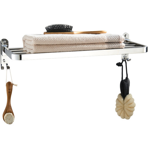 Towel Rack Bathroom Bath Towel Rack Toilet 304 Stainless Steel Bathroom Shelf Wall Mount No Drill Clothes Rack