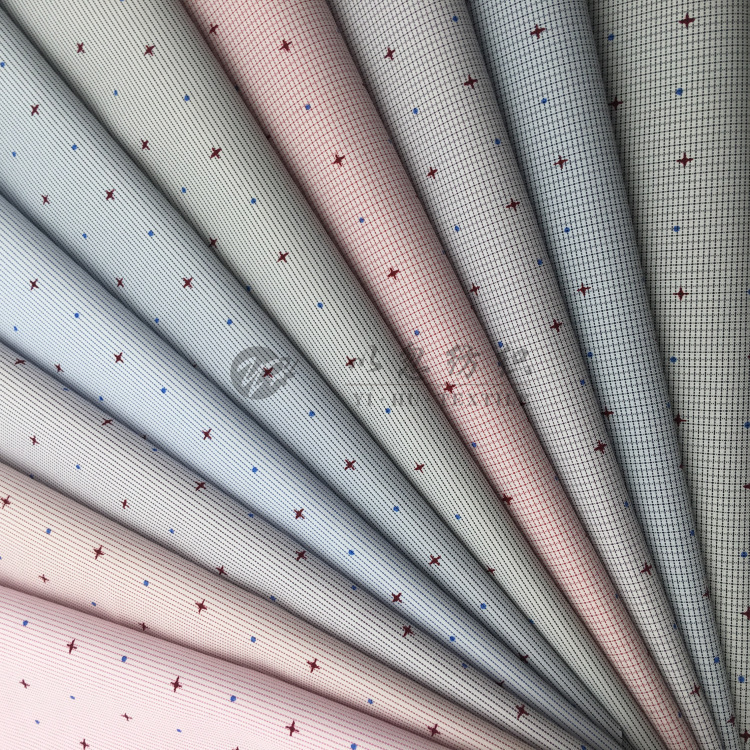 【圆点星星几何印花】超细旦底布格条 19年春夏新款 男女衬衫面料